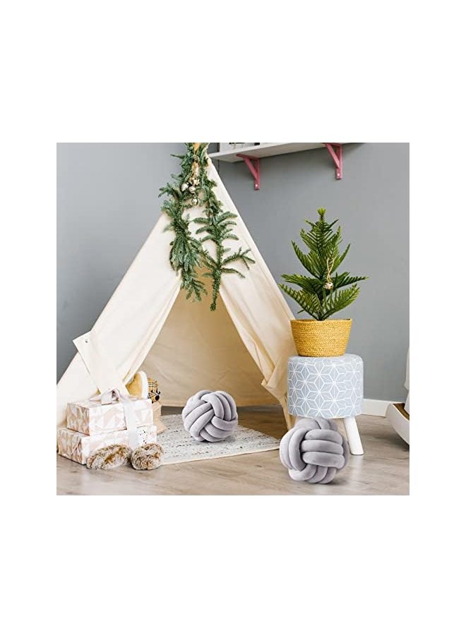 2 Pieces Knot Ball Pillows Round Plush Aesthetic Cushion Pillows Soft Stress Relieving Cute Decorative Knotted Pillows for Kids Bed Sofa Bedroom Decor (Gray, 7.87 Inches)