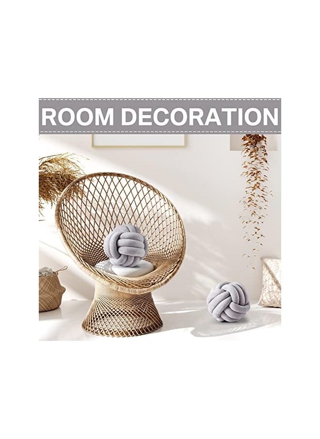 2 Pieces Knot Ball Pillows Round Plush Aesthetic Cushion Pillows Soft Stress Relieving Cute Decorative Knotted Pillows for Kids Bed Sofa Bedroom Decor (Gray, 7.87 Inches)