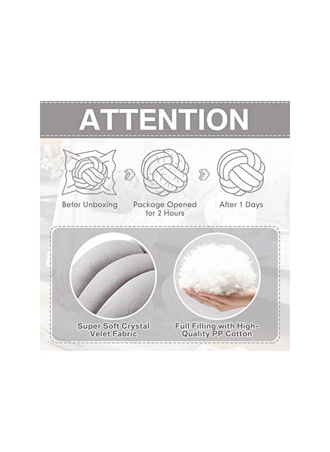 2 Pieces Knot Ball Pillows Round Plush Aesthetic Cushion Pillows Soft Stress Relieving Cute Decorative Knotted Pillows for Kids Bed Sofa Bedroom Decor (Gray, 7.87 Inches)