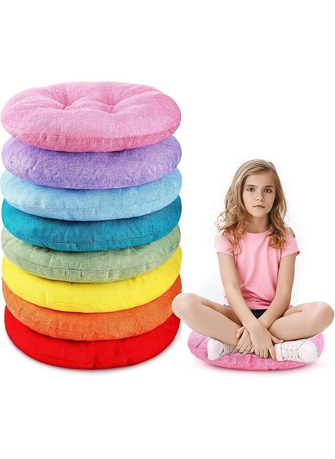 8 Pieces 15 Inch Round Floor Cushions for Kids and Toddlers, Flexible Seating for Classroom Furniture,Daycare,Yoga and Meditation, Multicolor,40 * 40 * 9cm