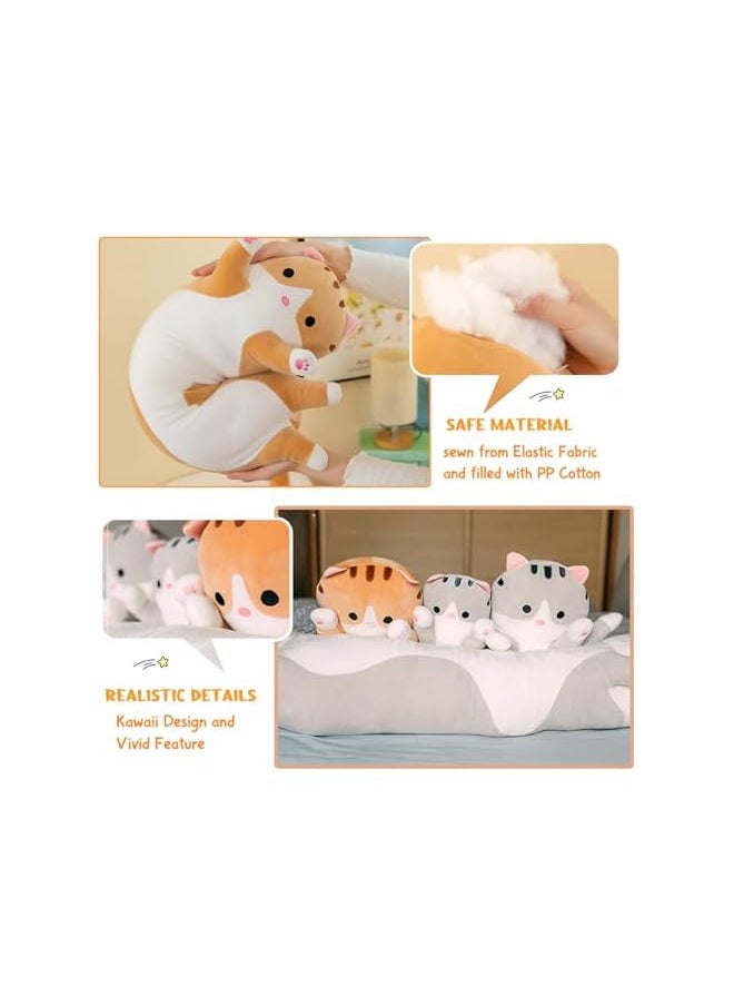 Cat Cuddly Toy Soft Long Pillow Giant XXL Kawaii Large Plush Toy Cute Side Sleeper Plushie (Orange, 50 cm)