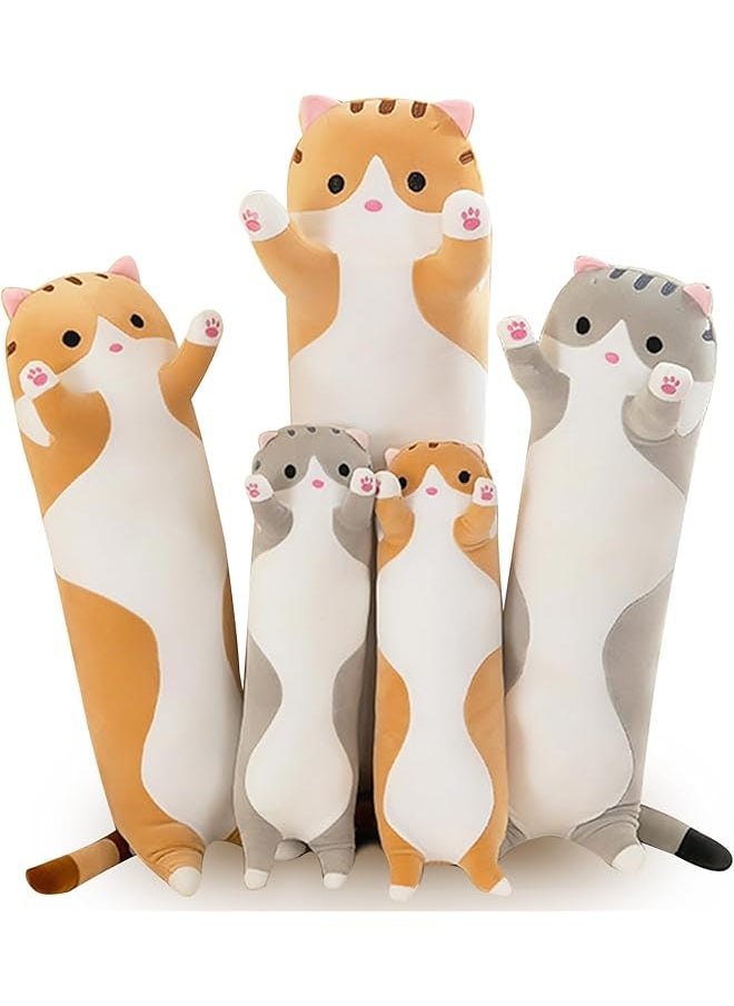 Cat Cuddly Toy Soft Long Pillow Giant XXL Kawaii Large Plush Toy Cute Side Sleeper Plushie (Orange, 50 cm)