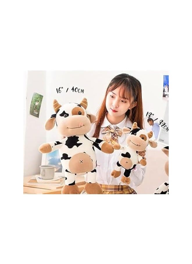 cow plush toy,16 inch stuffed animal throw plushie pillow doll,soft fluffy friend hugging cushion-present for every age and occasion