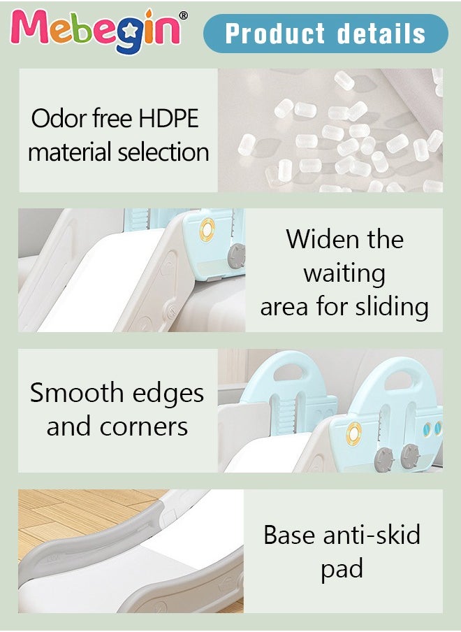 Kids Slide with Adjustable Armrests, Durable Sturdy Slide with Three-stage Slide Design and Ship Shape, Solid Base, Smooth Edges and Corners, Indoor and Outdoor Use, Ideal Gift for Kids