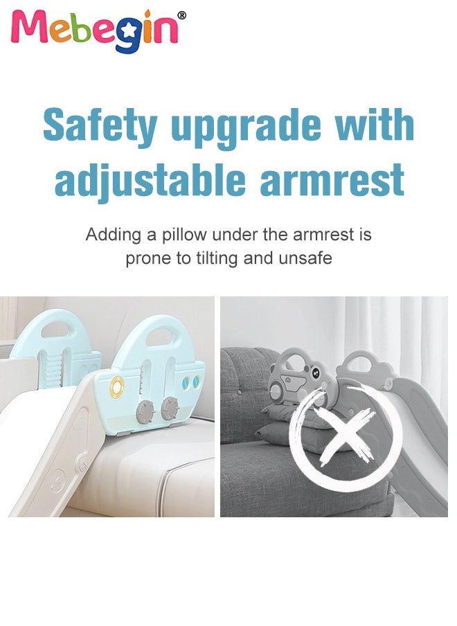 Kids Slide with Adjustable Armrests, Durable Sturdy Slide with Three-stage Slide Design and Ship Shape, Solid Base, Smooth Edges and Corners, Indoor and Outdoor Use, Ideal Gift for Kids
