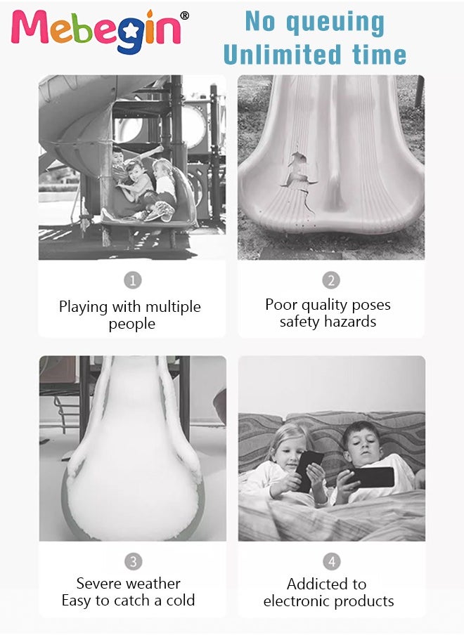 Kids Slide with Adjustable Armrests, Durable Sturdy Slide with Three-stage Slide Design and Ship Shape, Solid Base, Smooth Edges and Corners, Indoor and Outdoor Use, Ideal Gift for Kids