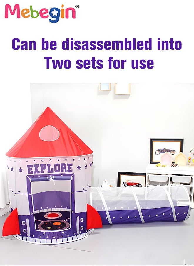 3pc Kids Play Tent for Kids with Ball Pit Basketball Hoop, Crawl Tunnel, Princess Tents for Toddlers, Baby Space Ship World Playhouse Toys, Boys Girls Indoor Outdoor Play House, Perfect Kid's Gifts