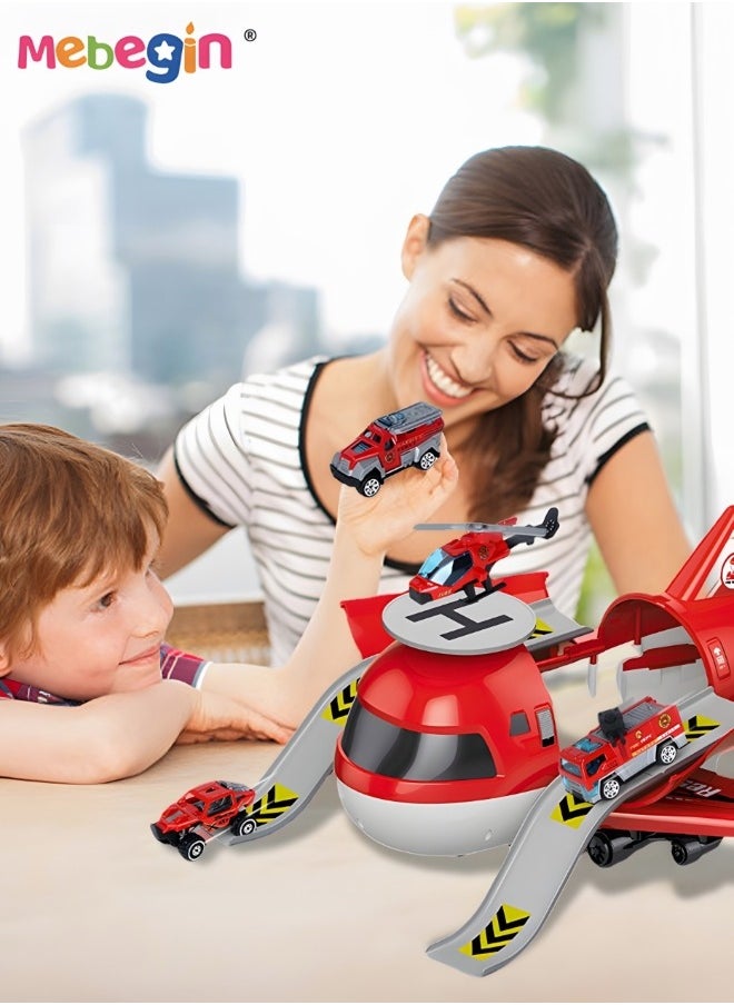 Kids Parking Lot Toy alloy Deformation Airplane Model Diy Sliding Track Aircraft-borne Engineering Vehicle Set Transport Plane Toy