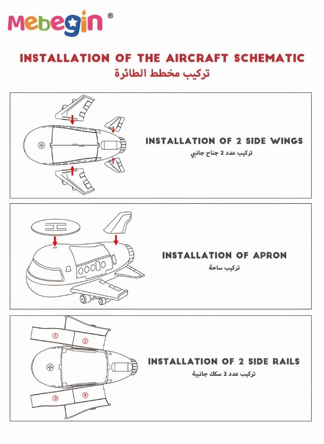 Kids Parking Lot Toy alloy Deformation Airplane Model Diy Sliding Track Aircraft-borne Engineering Vehicle Set Transport Plane Toy
