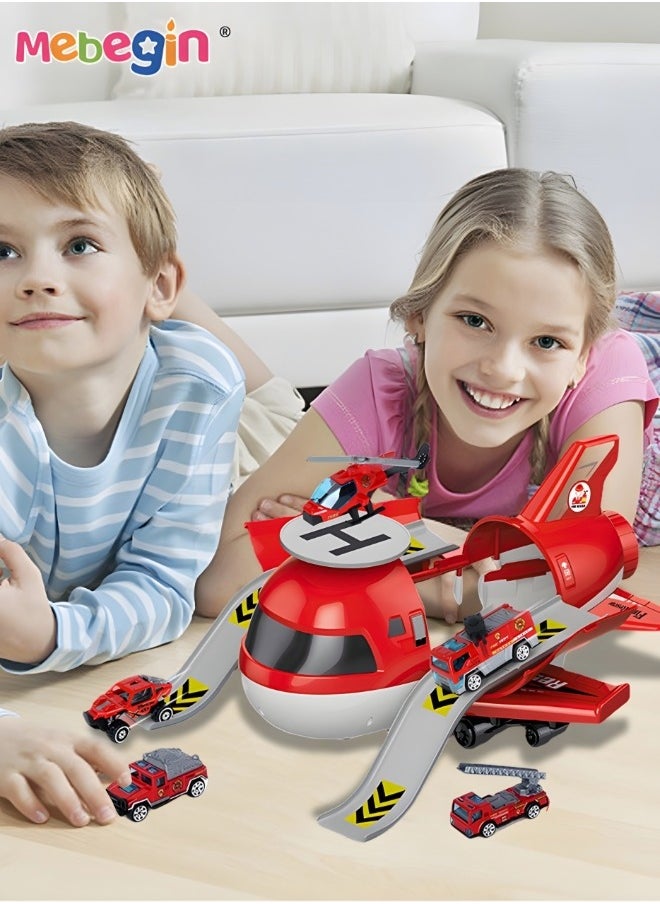 Kids Parking Lot Toy alloy Deformation Airplane Model Diy Sliding Track Aircraft-borne Engineering Vehicle Set Transport Plane Toy