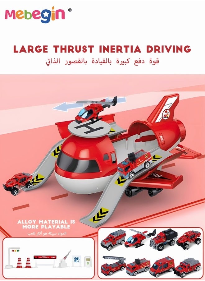 Kids Parking Lot Toy alloy Deformation Airplane Model Diy Sliding Track Aircraft-borne Engineering Vehicle Set Transport Plane Toy