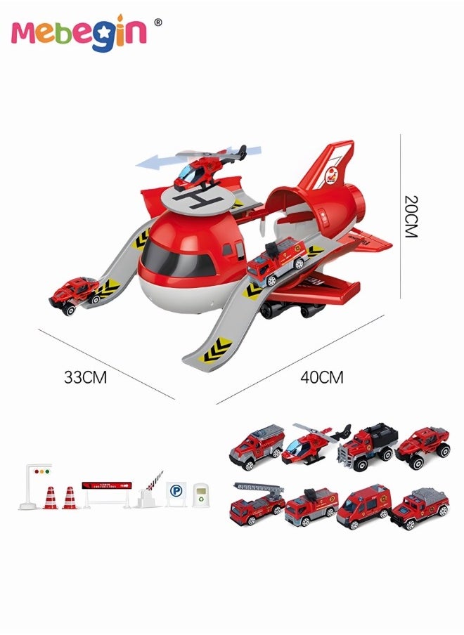 Kids Parking Lot Toy alloy Deformation Airplane Model Diy Sliding Track Aircraft-borne Engineering Vehicle Set Transport Plane Toy