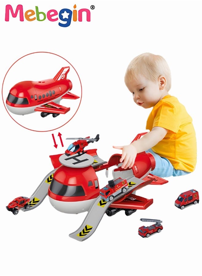 Kids Parking Lot Toy alloy Deformation Airplane Model Diy Sliding Track Aircraft-borne Engineering Vehicle Set Transport Plane Toy