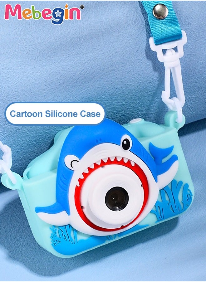 Shark Shape Kids Toy Camera for Kids 1080P HD Toddler Digital Video Camera with 16G SD Card,Portable HD 48 Million Pixels Kids Selfie Camera Perfect Birthday Gifts Blue