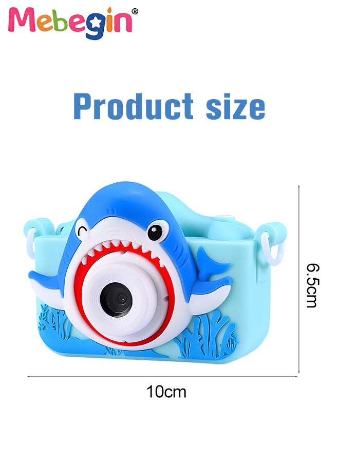 Shark Shape Kids Toy Camera for Kids 1080P HD Toddler Digital Video Camera with 16G SD Card,Portable HD 48 Million Pixels Kids Selfie Camera Perfect Birthday Gifts Blue