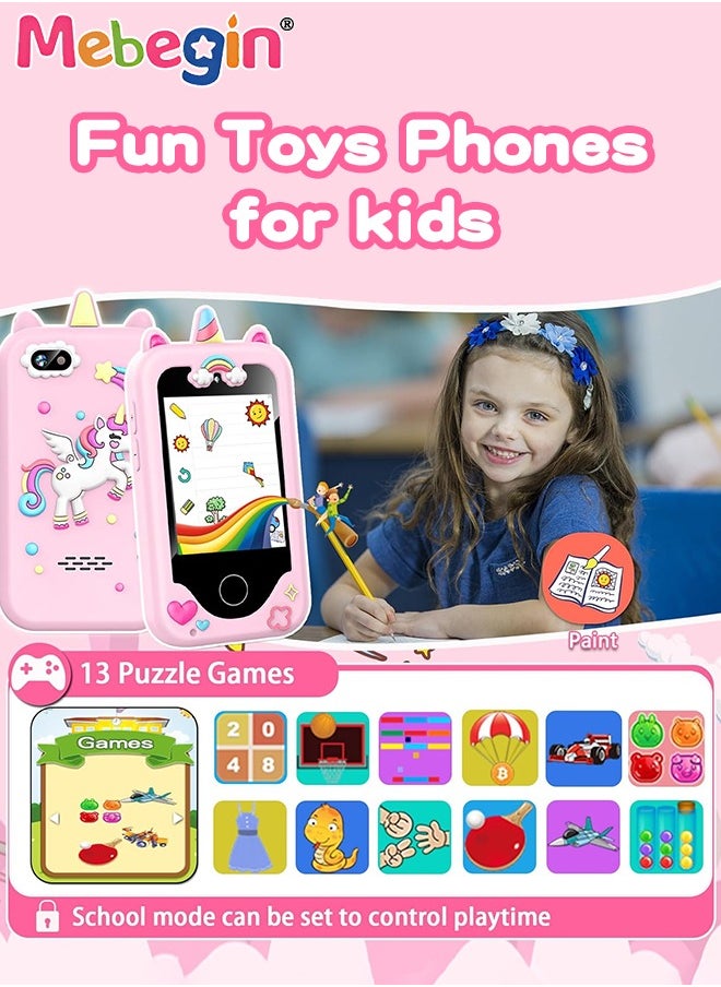 2.8 Inch Kids Educational Smartphone with 8GB SD Card Lanyard, Multi-functional Toddler Phone, with Dual Camera, Game, Music Player, Travel Toy Preschool Learning Toy for Kids Birthday Gift Aged 3+