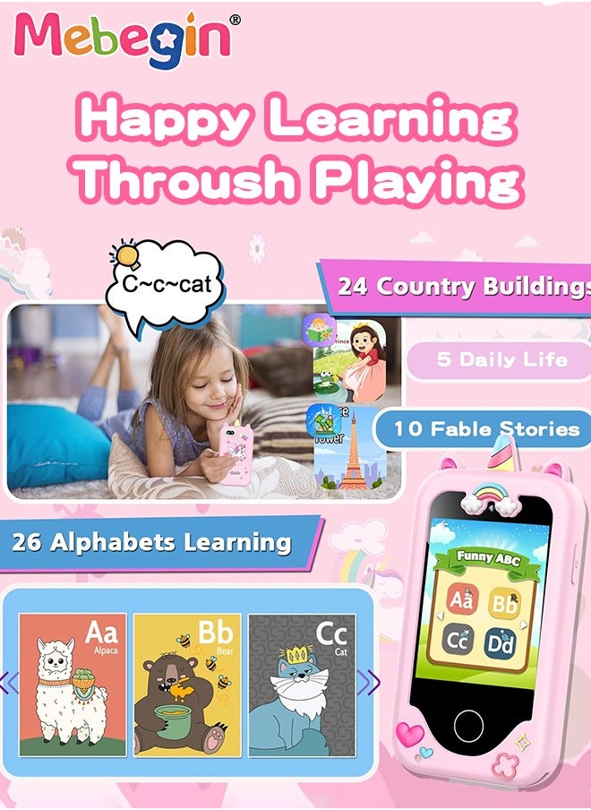 2.8 Inch Kids Educational Smartphone with 8GB SD Card Lanyard, Multi-functional Toddler Phone, with Dual Camera, Game, Music Player, Travel Toy Preschool Learning Toy for Kids Birthday Gift Aged 3+