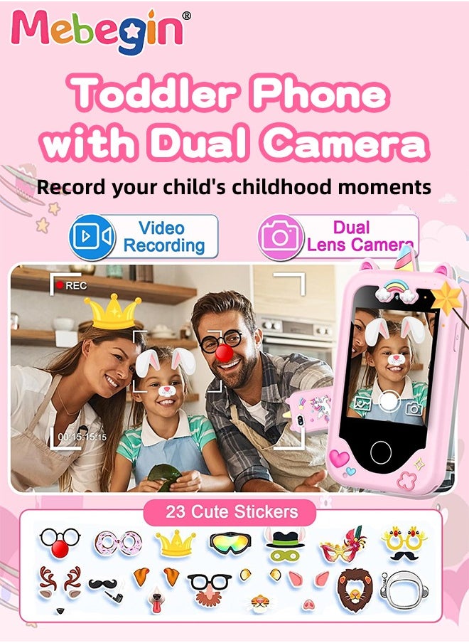 2.8 Inch Kids Educational Smartphone with 8GB SD Card Lanyard, Multi-functional Toddler Phone, with Dual Camera, Game, Music Player, Travel Toy Preschool Learning Toy for Kids Birthday Gift Aged 3+