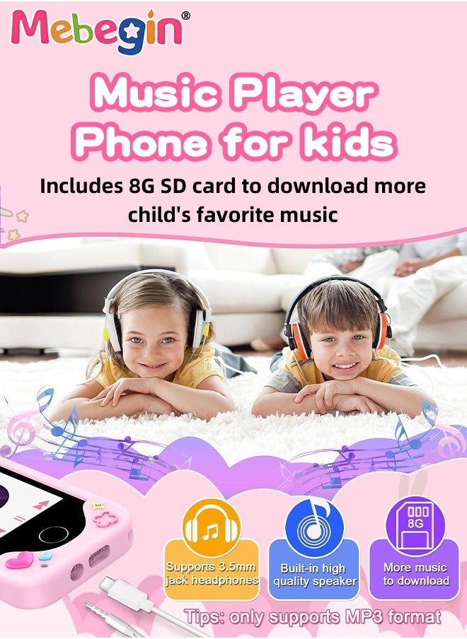 2.8 Inch Kids Educational Smartphone with 8GB SD Card Lanyard, Multi-functional Toddler Phone, with Dual Camera, Game, Music Player, Travel Toy Preschool Learning Toy for Kids Birthday Gift Aged 3+