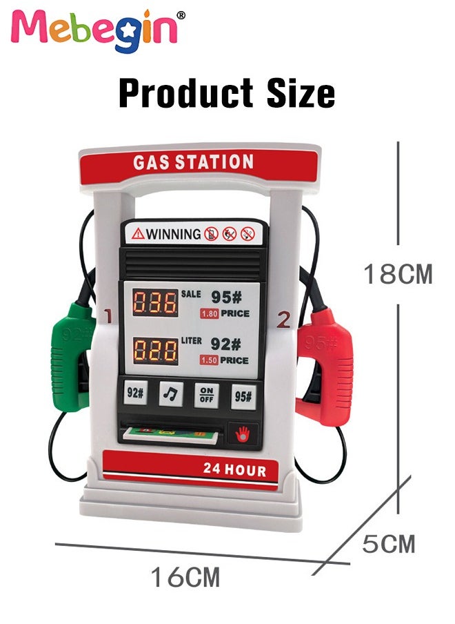 Gas Station Set with 2 Cars and Multi Accessaries, Petrol Station Learning Toy with Sounds and Lights, Funny Play House Toys, Early Education Toys, Ideal Gift for Kids, 3 AA Batteries Required(Not I