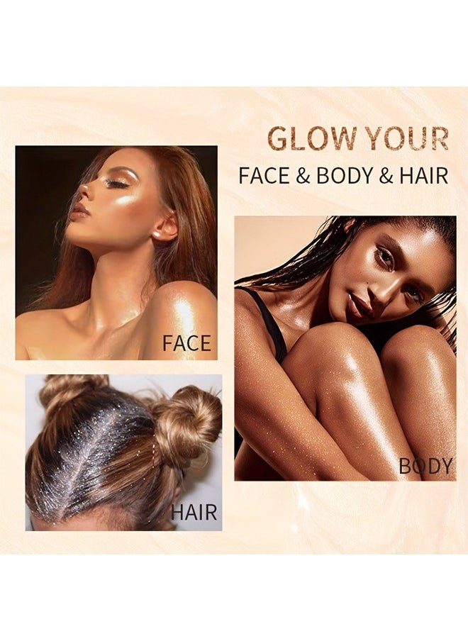 Glow Shimmer Spray - Shimmer Body Oil Liquid Easy to Push Away Natural Moisture Glitter Face Brightening Glow Pearl Highlighter Illuminator Shine Contouring Makeup for Face and Body #01