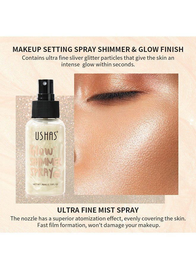 Glow Shimmer Spray - Shimmer Body Oil Liquid Easy to Push Away Natural Moisture Glitter Face Brightening Glow Pearl Highlighter Illuminator Shine Contouring Makeup for Face and Body #01