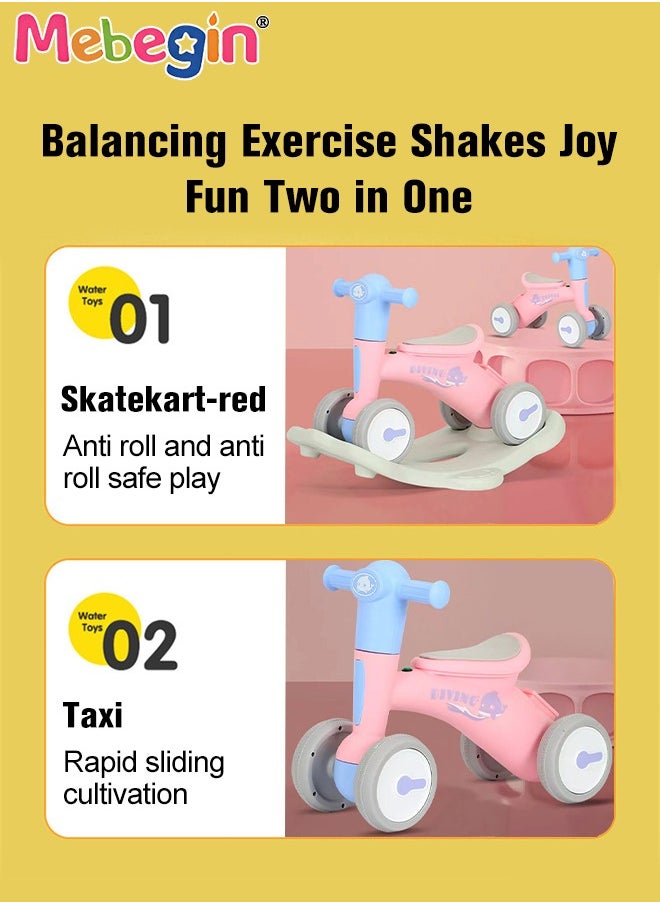 2 in 1 Interactive Rocking Horse with Rocking Base and Music, Fun Toddler Rocker with Rocking and Sliding Ways to Play, Removable Ride-on Rocking Animal with 4 Silence Wheels, Creative Early Educati