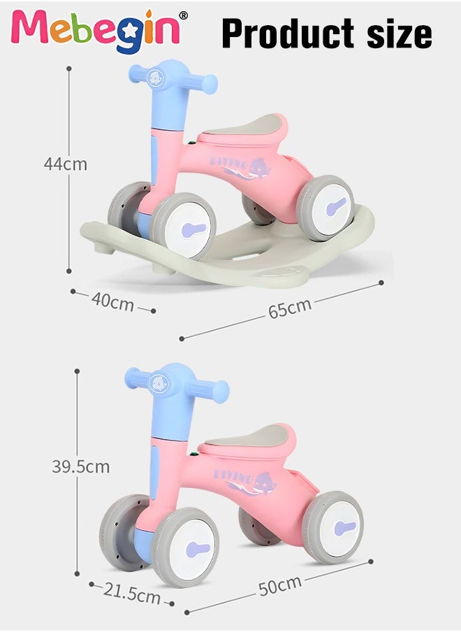2 in 1 Interactive Rocking Horse with Rocking Base and Music, Fun Toddler Rocker with Rocking and Sliding Ways to Play, Removable Ride-on Rocking Animal with 4 Silence Wheels, Creative Early Educati