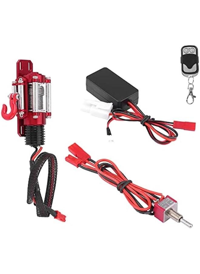 1/10 Scale RC Model Vehicle Caterpillar Car Accessory Metal Winch with Remote Control