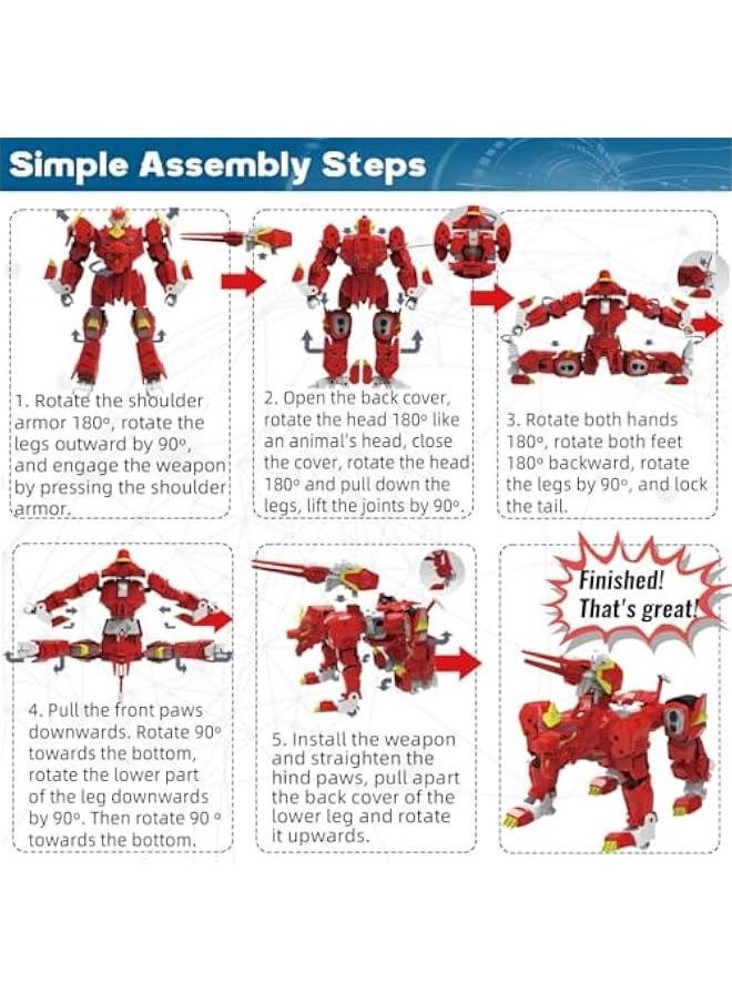 Animal Transforming Robot Toys Kirin Action Figure for Kids 10-in Deformation Robot for Boys  Girls Ages 6-12 (Red)