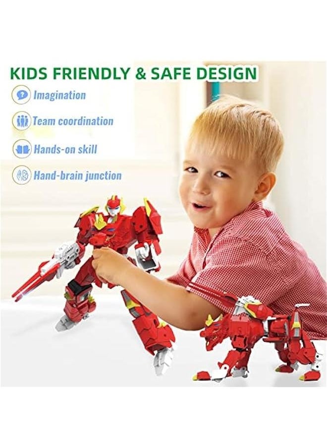Animal Transforming Robot Toys Kirin Action Figure for Kids 10-in Deformation Robot for Boys  Girls Ages 6-12 (Red)