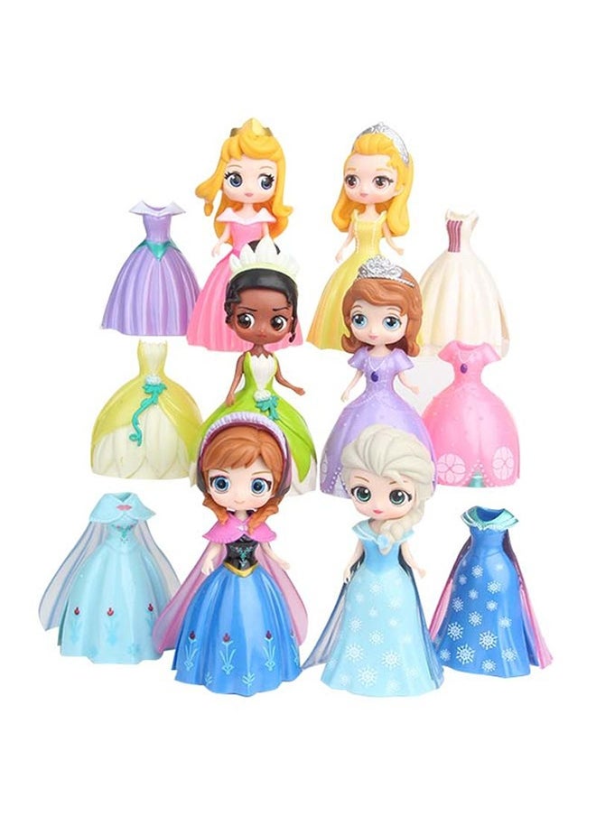 6-Piece Princess Dolls And Dresses Set In Vibrant Colors For Kids Upto 3+ Years 7x8x10cm