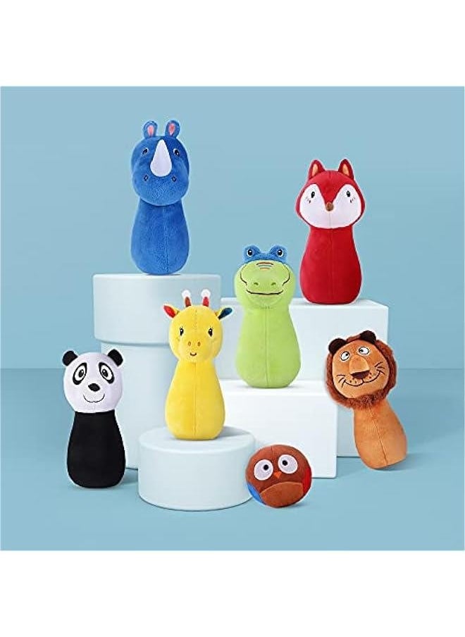 Stuffed Animals Playset, Baby Plush Toys, Infant Owl Ball Rattle, Soft Fabric Giraffe, Lion, Rhino, Toddler Development, Birthday Gifts 12 18 24 Months, 1 2 3 Year Olds, Boys Girls