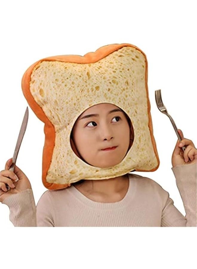 2023 Cute Toast Hat Plush Bread Dress Up Cap Mask for   Party Costume (White)