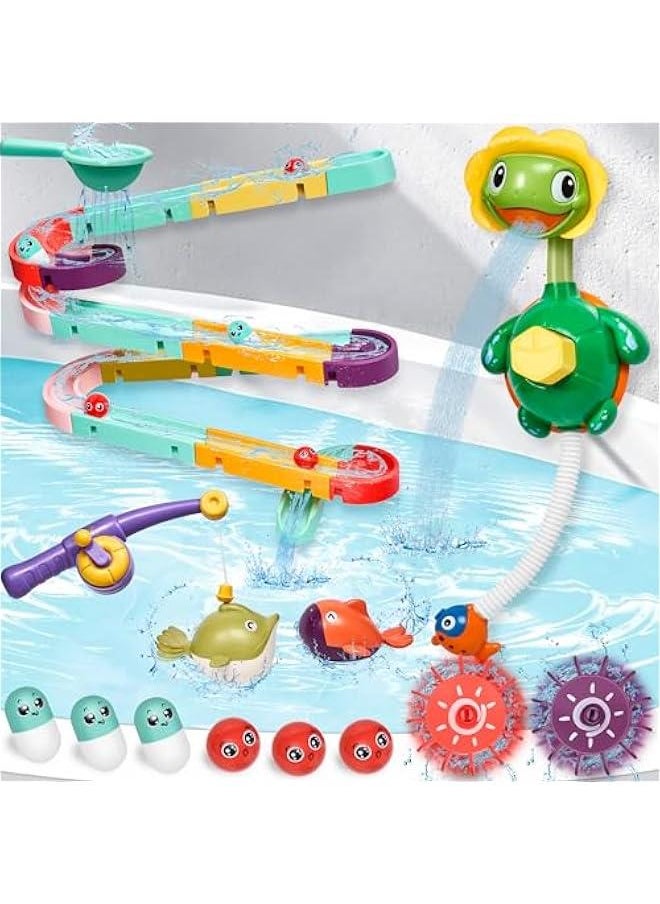 Bath Toys,Bathtub Toy with Shower,Fishing Game for Toddlers,  Cup Bath Toys, Bathtub Toys Ball Slide Track for Toddles and Babies,  Birthday Gift for Boys Girls