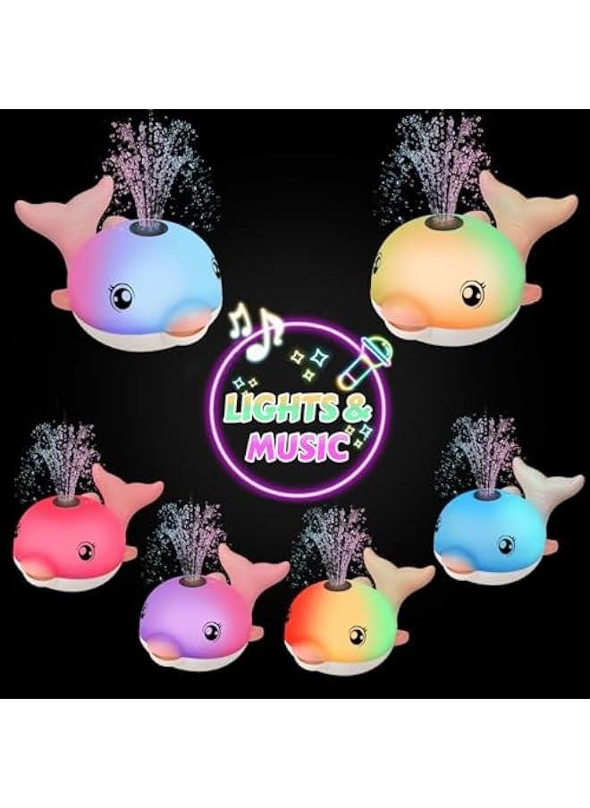 Baby Bath Toys, 2025 Upgraded Magnetic Charging Toddler Bath Toys for Kids Ages 1-3, Light Up Dolphin Bath Toy Sprinkler, Birthday Gifts Infant Baby Toys 6-12-18 Months- Pink