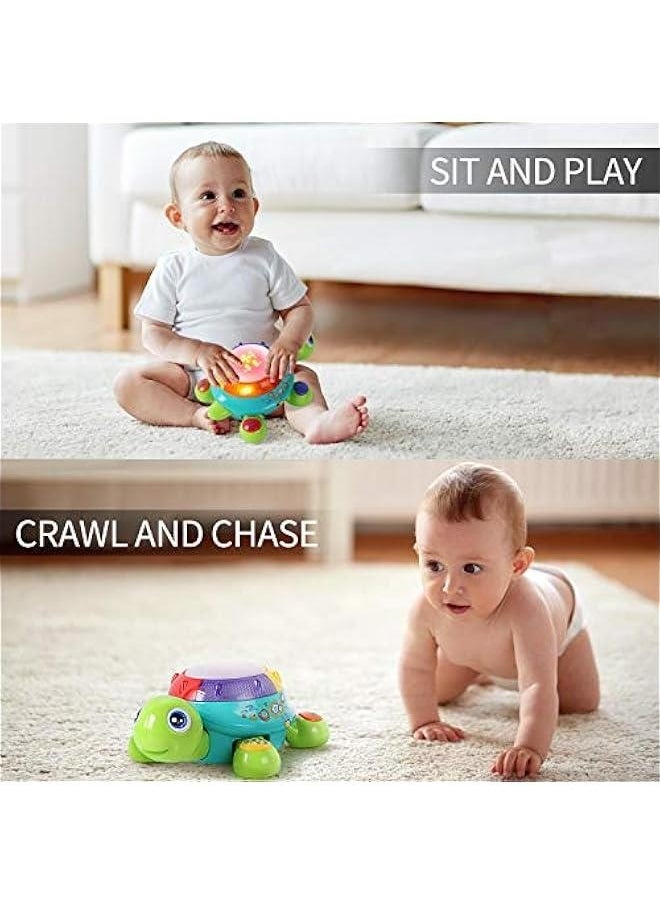 Baby Musical Turtle Toy, Spanish English Bilingual Learning, Toddler Crawling Toys W/ Light  Sound, Infant Development Educational Birthday Gifts 6 7 8 9 10 12 Month 1 Year Old Boy Girl
