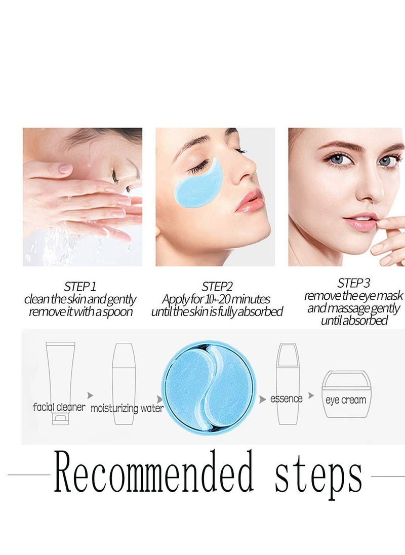 Under Eye Patches,30 pairs Hyaluronic Acid Anti-Aging Under Eye Mask, Collagen Under Eye Gel Pads for Dark Circles, Wrinkles, Fine Line, Puffiness (Blue)