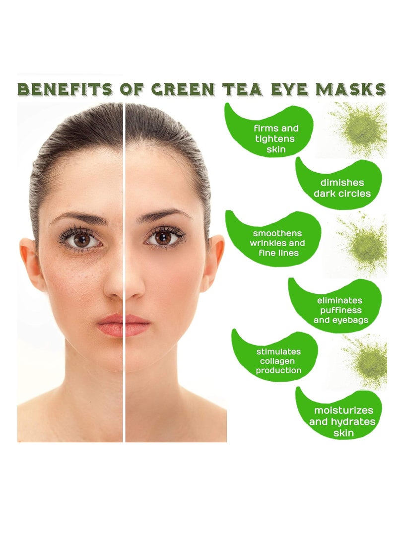 Green Tea Matcha Eye Mask Under Eye Patches Treatment for Dark Circles, Eye Bags, Puffiness - Anti-Wrinkle With Hyaluronic Acid and Collagen - 30 Pairs/60 Pcs.