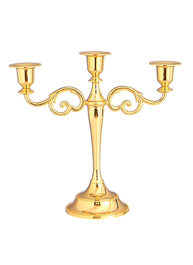 Three Headed Candle Holder Gold 26x27cm