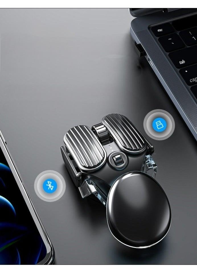 Adjustable-Speed Mechanical Style Wireless Mouse, Dual Mode Bluetooth 5.0 + 2.4G, Portable Charging Design