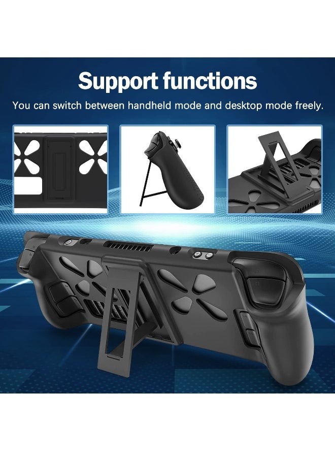 Full Wrap Steam Deck Protective Case with Adjustable Kickstand Soft Silicone Shockproof Cover Anti Scratch Shell with Ergonomics Non-Slip Grip Upgrade Heat Radiation Design for Steam Console