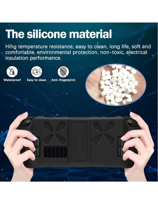 Full Wrap Steam Deck Protective Case with Adjustable Kickstand Soft Silicone Shockproof Cover Anti Scratch Shell with Ergonomics Non-Slip Grip Upgrade Heat Radiation Design for Steam Console