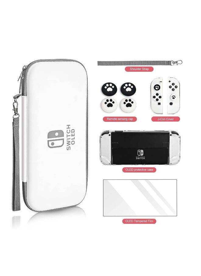 Carrying Case for Nintendo Switch  Switch OLED,Compact and Portable Storage Set with Tempered Film, Switch OLED Crystal case, Thumb Grip Accessories