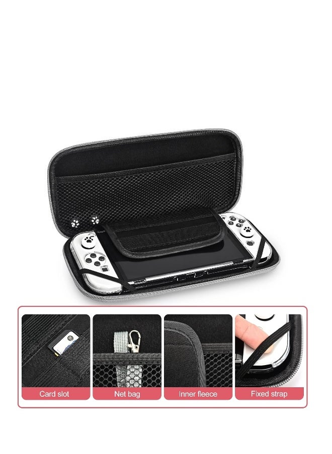 Carrying Case for Nintendo Switch  Switch OLED,Compact and Portable Storage Set with Tempered Film, Switch OLED Crystal case, Thumb Grip Accessories