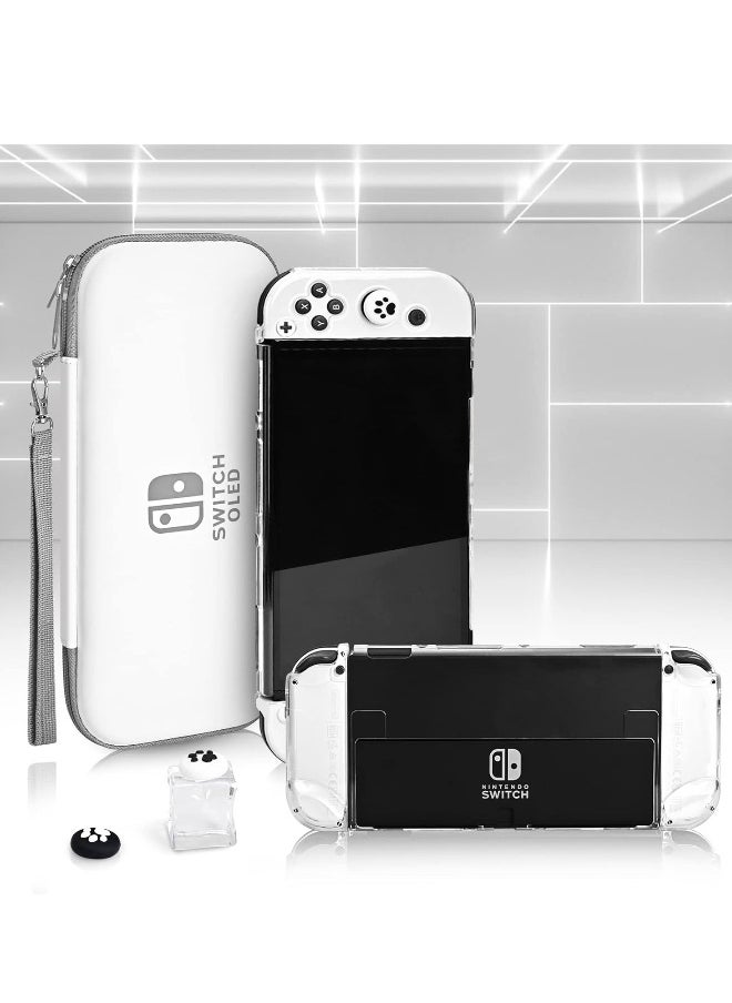Carrying Case for Nintendo Switch  Switch OLED,Compact and Portable Storage Set with Tempered Film, Switch OLED Crystal case, Thumb Grip Accessories