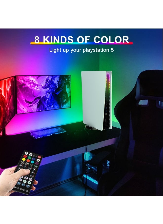 PS5 Slim Console Decorative Lights Seven Colors Colorful Luminous Atmosphere Marquee Ring Bar Remote Control Gaming Accessories