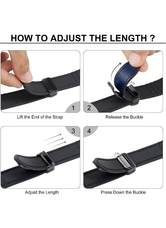 Magnetic Leather Watch Band for Apple Watch Ultra 49mm, 45mm, 44mm, 42mm, Genuine Leather Strap with Magnetic Buckle for Apple Watch Ultra 2 9 8 7 Series, Blue