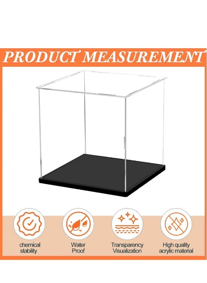 Clear Acrylic Display Case, Dustproof Protection Showcase Organizer, Self-Assembly Acrylic Box with Black Thick Base and Side Door, Suitable for Collectibles, Organization (10X10X15cm)