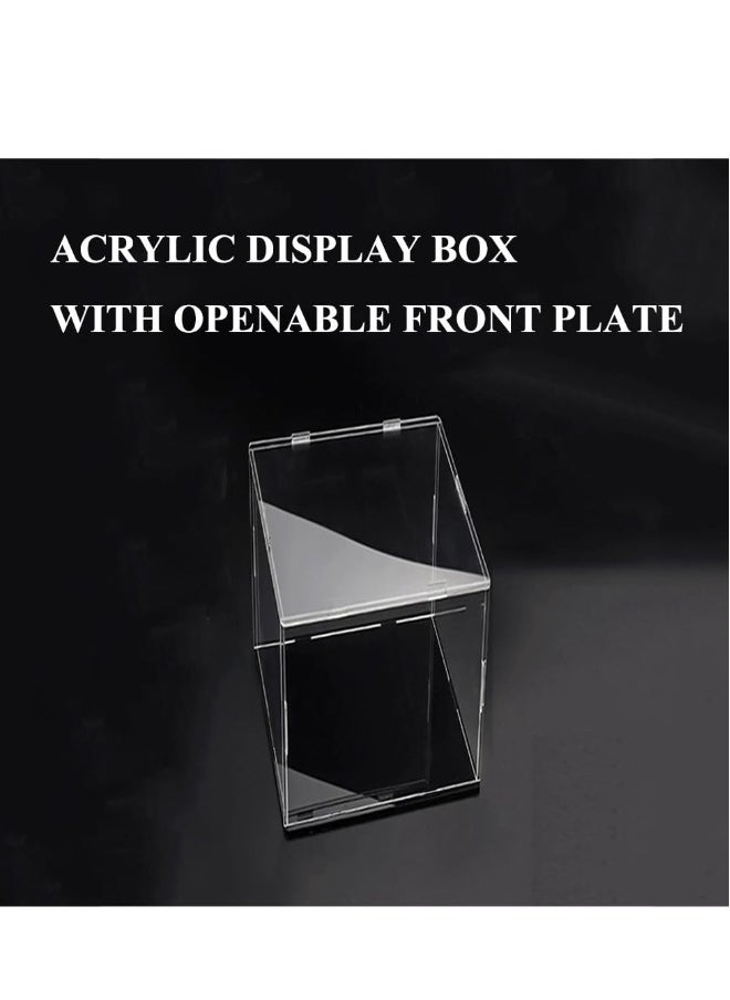 Clear Acrylic Display Case, Dustproof Protection Showcase Organizer, Self-Assembly Acrylic Box with Black Thick Base and Side Door, Suitable for Collectibles, Organization (10X10X15cm)